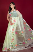 Premium Quality Multi Minakari Woven Nakshi Work Silk Jamdani Saree in Mint Green and Multicolored