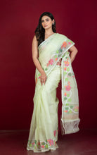 Premium Quality Multi Minakari Woven Nakshi Work Silk Jamdani Saree in Mint Green and Multicolored