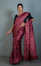 Hand Kantha Work Printed Pure Silk Saree in Burnt Maroon and Off White