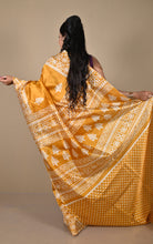 Printed Soft Semi Gicha Silk Saree in Cadium Orange and Off White