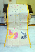 Handwoven Pure Cotton Bengal Jamdani Saree in Cream and Multicolored