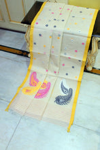 Handwoven Pure Cotton Bengal Jamdani Saree in Cream and Multicolored