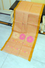 Handwoven Pure Cotton Jamdani Saree in Harvest Gold, Mustard Brown and Multicolored