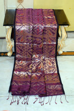 Traditional Needle Karat Work Soft Resham Jamdani Silk Saree in Grape Purple, Multicolored and Antique Golden