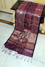 Traditional Needle Karat Work Soft Resham Jamdani Silk Saree in Grape Purple, Multicolored and Antique Golden