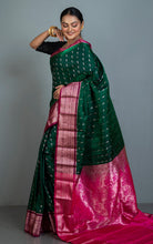 Traditional Blended Silk Paithani Sari in Dark Green, Purple and Water Gold Zari Work