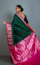 Traditional Blended Silk Paithani Sari in Dark Green, Purple and Water Gold Zari Work