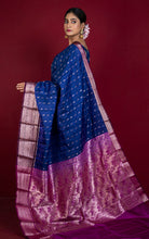 Traditional Blended Silk Paithani Sari in Ink Blue, Purple and Water Gold Zari Work