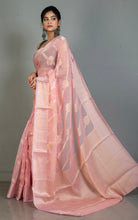 Soft and Fne Crushed Aara Nakshi Work Semi Georgette Banarasi Saree in Soft Pink and Antique White
