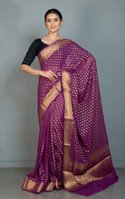 Woven Allover Polka Butta Nakshi Georgette Banarasi Saree in Palatinate Purple and Matte Golden
