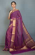 Woven Allover Polka Butta Nakshi Georgette Banarasi Saree in Palatinate Purple and Matte Golden