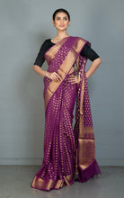 Woven Allover Polka Butta Nakshi Georgette Banarasi Saree in Palatinate Purple and Matte Golden