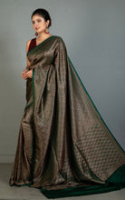 Broacade Mashru Katan Banarasi Silk Saree in Timber Green and Antique Gold