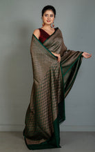 Broacade Mashru Katan Banarasi Silk Saree in Timber Green and Antique Gold