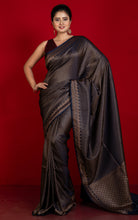 Broacade Mashru Katan Banarasi Silk Saree in Black and Antique Gold