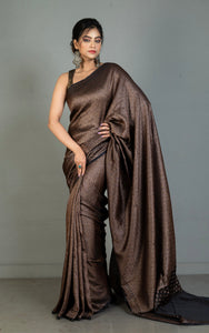 Brocade Mashru Katan Banarasi Silk Saree in Obsidian Black and Antique Gold