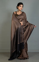 Brocade Mashru Katan Banarasi Silk Saree in Obsidian Black and Antique Gold