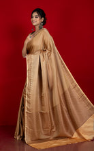 Broacade Mashru Katan Banarasi Silk Saree in Burly Wood and Antique Gold