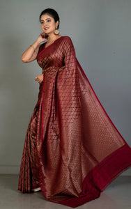 Broacade Mashru Katan Banarasi Silk Saree in Maroon and Antique Gold