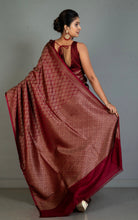 Broacade Mashru Katan Banarasi Silk Saree in Maroon and Antique Gold