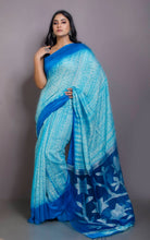 Handloom Matka Shibori Jamdani Saree in Off White and Azure
