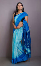 Handloom Matka Shibori Jamdani Saree in Off White and Azure