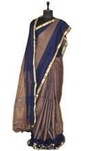 Soft Authentic Pure Cotton Woven Tanchui Work Saree in Midnight Blue and Gold