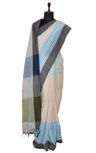 Soft Cotton Saree in Woven Pastel Color Stripes on Off White