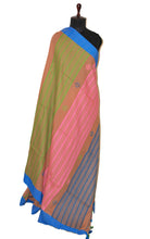 Pure Cotton Kalakshetra Saree in Almond Brown, Azure Blue, Light Pink and Green