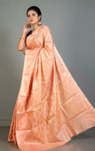 Tanchui Work Softy Katan Silk Saree in Deep Peach and Antique Golden