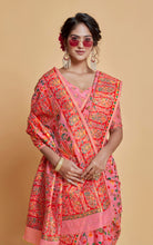 Kashmiri Handloom Modal Silk Woven Kani Saree In Pink, Red and Multicolored