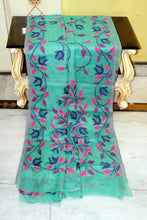 Tantuja Inspired Traditional Soft Jamdani Saree in Sea Green and Multicolored