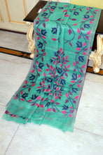 Tantuja Inspired Traditional Soft Jamdani Saree in Sea Green and Multicolored