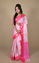Soft Gadwal Silk Saree in Cotton Candy, Medium Pink and Golden
