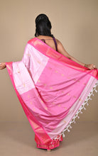 Soft Gadwal Silk Saree in Cotton Candy, Medium Pink and Golden