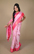 Soft Gadwal Silk Saree in Cotton Candy, Medium Pink and Golden