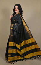 Soft Gadwal Silk Saree in Black and Golden