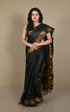 Soft Gadwal Silk Saree in Black and Golden