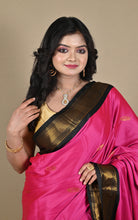 Soft Gadwal Silk Saree in Dark Pink, Black and Golden