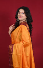 Soft Gadwal Silk Saree in Burnt Orange, Cherrywood and Golden