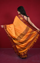 Soft Gadwal Silk Saree in Burnt Orange, Cherrywood and Golden
