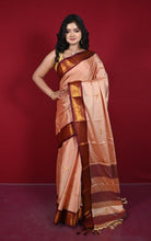 Soft Gadwal Silk Saree in Brownish Pink, Persian Plum and Golden