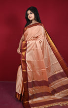 Soft Gadwal Silk Saree in Brownish Pink, Persian Plum and Golden