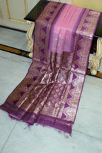 Soft Cotton Silk Kanjivaram Saree in Cadillac Pink, Purple and Antique Golden