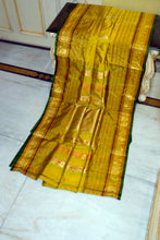 Traditional Bishnupuri Swarnachari Pure Silk Saree in Old Gold, Ginger Brown and Green