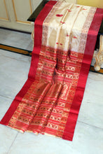 Traditional Bishnupuri Swarnachari Pure Silk Saree in Ivory, Red and Dark Burgundy