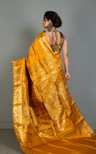 Handwoven Swarnachari Pure Silk Saree in Bee Yellow, Dark Brown and Matte Golden