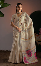 Soft Cotton Woven Rangkart Pallu Jamdani Saree Thread Nakshi Work in Off White and Multicolored