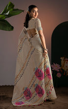 Soft Cotton Woven Rangkart Pallu Jamdani Saree Thread Nakshi Work in Off White and Multicolored