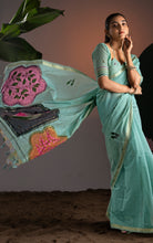 Sea Green Handwoven Soft Jamdani Saree – The Botanical Medallion Collection